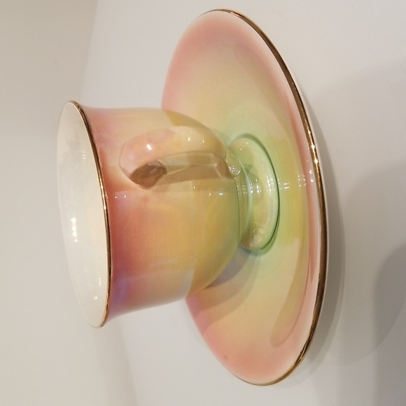 1940s Vintage Royal Winton Grimwades Orange Green Lustreware Set 4 Cups/Saucers - Picture 11 of 17
